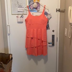 HALARA xl pink ruffle dress with shorts underneath